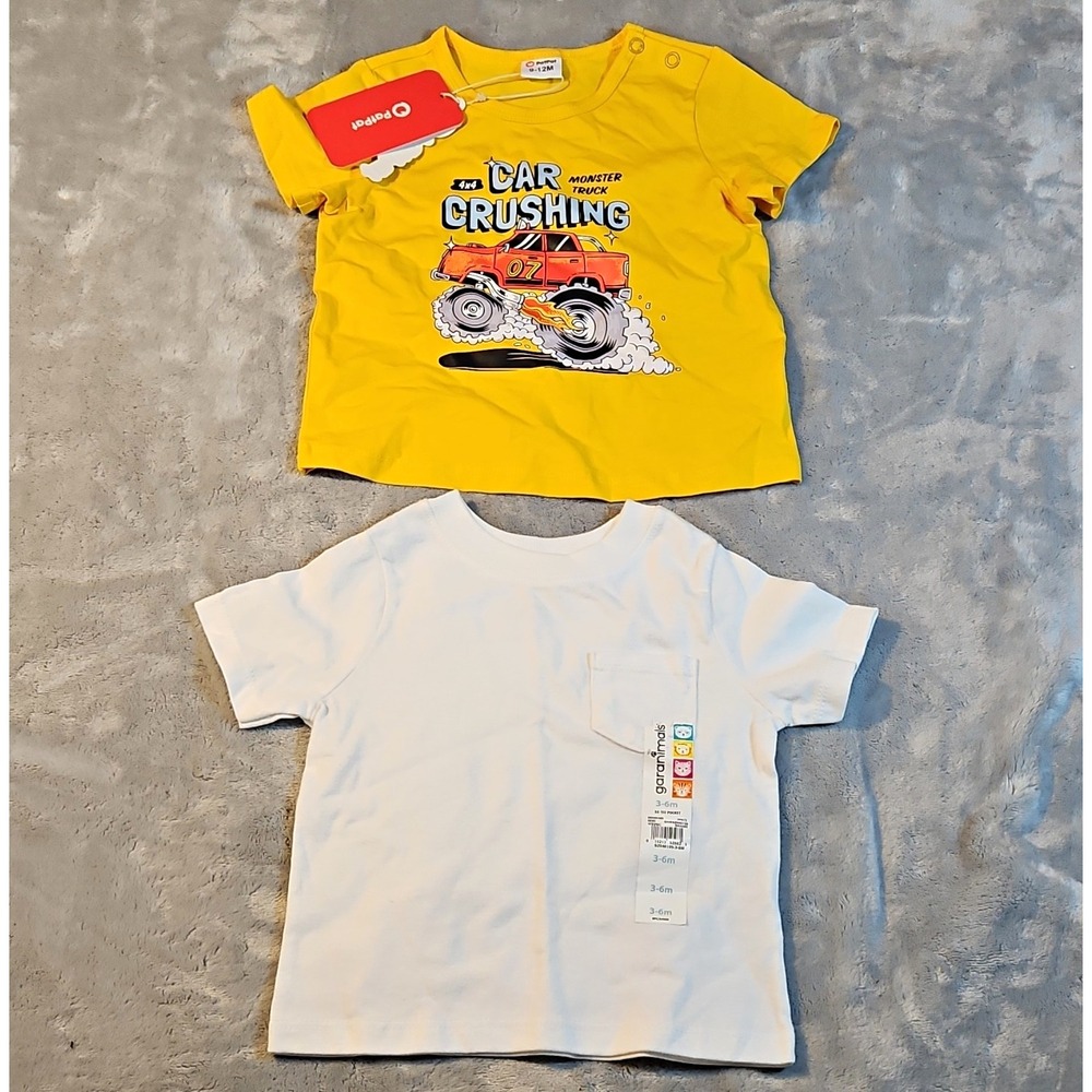 PatPat Baby 2 Piece Monster Truck Graphic & Pocket T-Shirt Set 9-12 Months